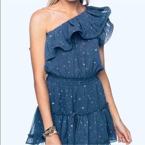 Buddy Love One-Shoulder Star Print Ruffle Dress